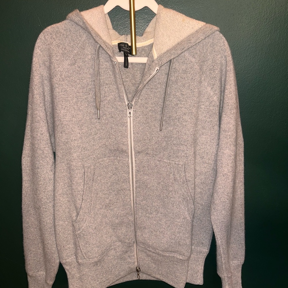 rag & bone LIKE NEW 100% Cashmere Light Gray Zip-Up Sweater